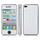 Carbon Skin Sticker til iPhone 4, 4/S (Hvid)