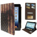 Apple iPad 4 iPad 3 iPad 2 USA flag læder etiu med kreditkort lomme