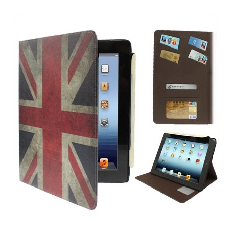 Retro Great Britain flag læder etiu med kreditkort lomme til new iPad (iPad 3) / iPad 4