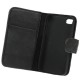 Læder cover / etui med kredit kort lomme til iPhone 4 / 4S (Sort)