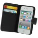 Læder cover / etui med kredit kort lomme til iPhone 4 / 4S (Sort)
