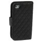 Læder cover / etui med kredit kort lomme til iPhone 4 / 4S (Sort)