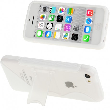 Frosted Plastic + TPU Protective Cover med Holder til iPhone 5C (Hvid)