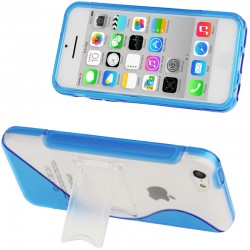 Frosted Plastic + TPU Protective Cover med Holder til iPhone 5C (Blå)