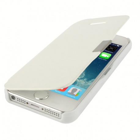 Brush Texture Flip Leather Case with Magnet Button for iPhone 5 & 5S (Hvid)