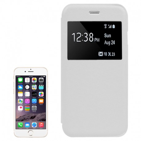 Cowhide Texture Pattern Horizontal Flip Leather Case with Call Display ID for iPhone 6( Hvid)