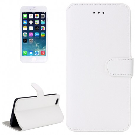 Horizontal Flip Læder Etui med Holder til iPhone 6 (Hvid)