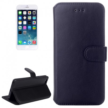 Horizontal Flip Læder Etui med Holder til iPhone 6 (Sort)