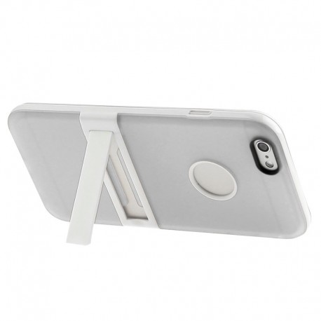 Frosted TPU Cover med Aftageligt Plastik Bumper & Holder til iPhone 6 Plus (Hvid)