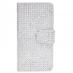 Diamand Mønstre Læder Etui med Kort Holder til iPhone 6 (Sølv)