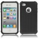 Shock Proof Dual Layer Gele Silikone Hård Plastik Cover til iPhone 4 & 4S (Sort)