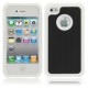 Shock Proof Dual Layer Gele Silikone Hård Plastik Cover til iPhone 4 & 4S (Hvid)