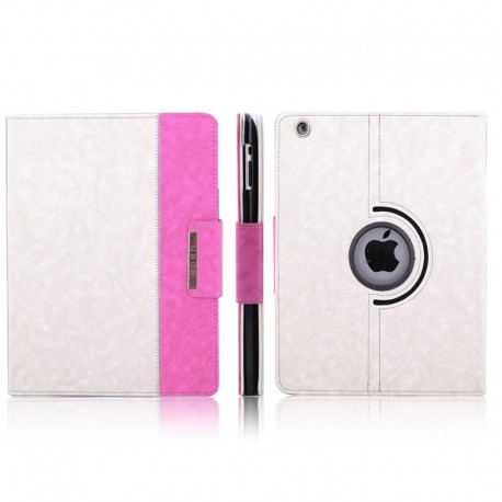 iPad 2 / 3 (New iPad) Med 360 Graders Roterende Case (Hvid+Pink)