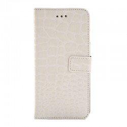 Crocodile Texture Læder Etui med Kort Beholder til iPhone 6 (Hvid)