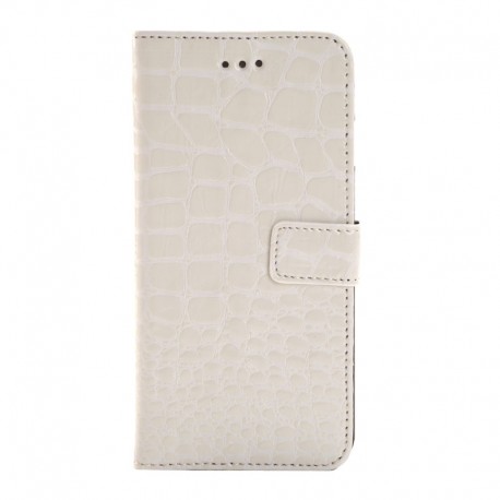 Crocodile Texture Læder Etui med Kort Beholder til iPhone 6 (Hvid)
