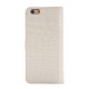 Crocodile Texture Læder Etui med Kort Beholder til iPhone 6 (Hvid)