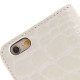 Crocodile Texture Læder Etui med Kort Beholder til iPhone 6 (Hvid)