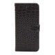 Crocodile Texture Læder Etui med Kort Beholder til iPhone 6 (Sort)