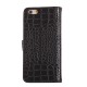 Crocodile Texture Læder Etui med Kort Beholder til iPhone 6 (Sort)