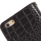 Crocodile Texture Læder Etui med Kort Beholder til iPhone 6 (Sort)