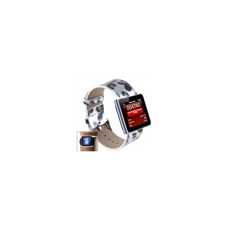 Leopard Leather Watch Band Wrist Strap for iPod Nano 6 / 7 - Grey Spot