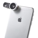 Fisheye Makro Bred Vinkel Linse til Smartphone Sølv