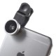 3- i -1 Fisheye Lens & Makro Linse & Bred Vinkel Linse til iPhone Samsung HTC - Sølv