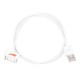 YellowKnife MFi Certificeret IOS7 1M 30pin USB Sync Oplader Round Cord til iPhone 4S 4 iPad 2 3 iPod Touch 3 4 - Hvid