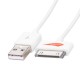 YellowKnife MFi Certificeret IOS7 1M 30pin USB Sync Oplader Round Cord til iPhone 4S 4 iPad 2 3 iPod Touch 3 4 - Hvid