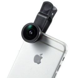 Universal Clip 185 Graders Fisheye Linse til iPhone Samsung HTC LG - Sort