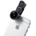 Universal Clip 185 Graders Fisheye Linse til iPhone Samsung HTC LG - Sort