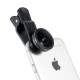 Universal Clip 185 Graders Fisheye Linse til iPhone Samsung HTC LG - Sort