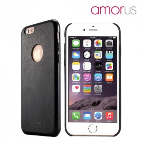 Apple iPhone 6S Plus 6 Plus AMORUS Læder Skin PC Hard Cover Sort