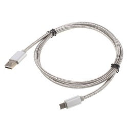 Woven 2-in-1 8Pin og Micro USB Oplader Data Cable Sølv