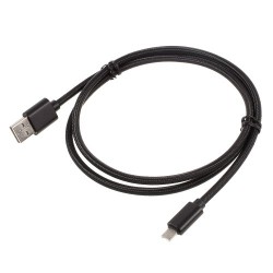 Woven 2-in-1 8Pin og Micro USB Oplader Data Cable Sort