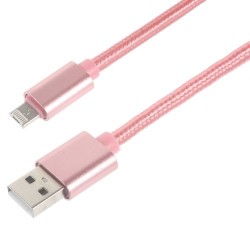 Woven 2-in-1 8Pin og Micro USB Oplader Data Cable Pink