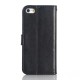 Apple iPhone SE 5S 5 CRAZY HORSE Læder Pung Cover Sort