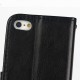 Apple iPhone SE 5S 5 CRAZY HORSE Læder Pung Cover Sort
