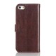 Apple iPhone SE 5S 5 CRAZY HORSE Læder Pung Cover Coffe