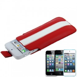 Apple iPhone iPod Læder Cover Pose Rød Hvid