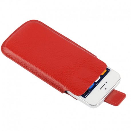 Apple iPhone SE 5S 5C 5 Litchi Mønstre Læder Cover Pose Rød