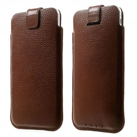 Apple iPhone 6 Plus 6S Plus 7 Plus Samsung S7 Edge Pull Tab Ægte Læder Etiu 16 x 9cm Brun