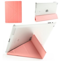 Apple iPad 4 3 2 Slim PU Læder Smart Cover med Plastik Bag Cover Pink