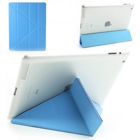 Apple iPad 4 3 2 Slim PU Læder Smart Cover med Plastik Bag Cover Blå