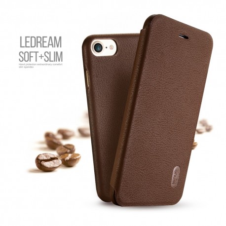 Apple iPhone 7 LENUO Ledream Slim Læder Cover Brun