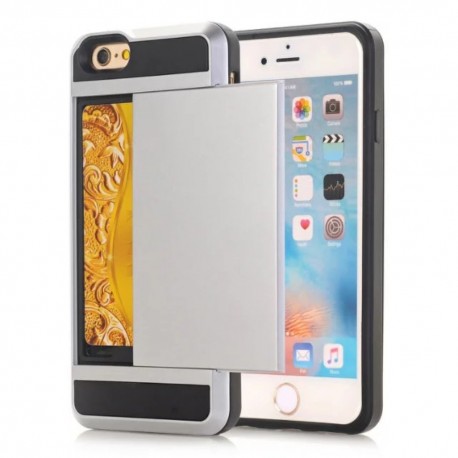 Apple iPhone 7 TPU Cover med Kort Holder Sølv