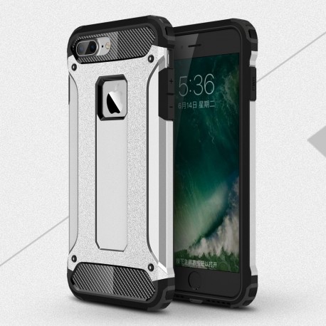 Apple iPhone 7 Armor Guard Plastik TPU Hybrid Cover Sølv