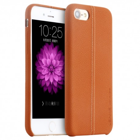 Apple iPhone 7 Plus USAMS Joe Series Litchi Mønstre Læder Bag Cover Mørkebrun