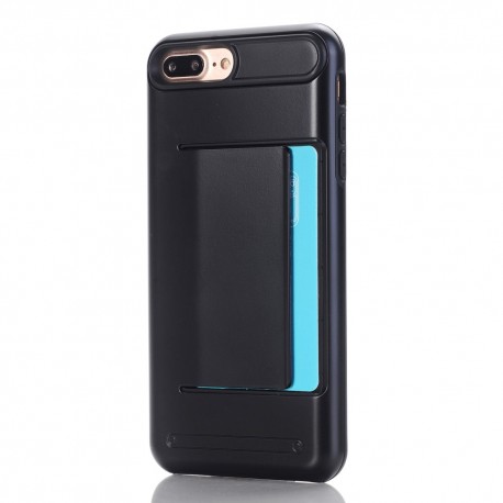 Apple iPhone 7 Plus TPU Kombi Cover med Kort Holder Sort