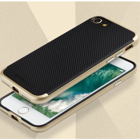 Apple iPhone 7 TOTU Carbon Fiber PC + TPU Hybrid Shell Cover Guld